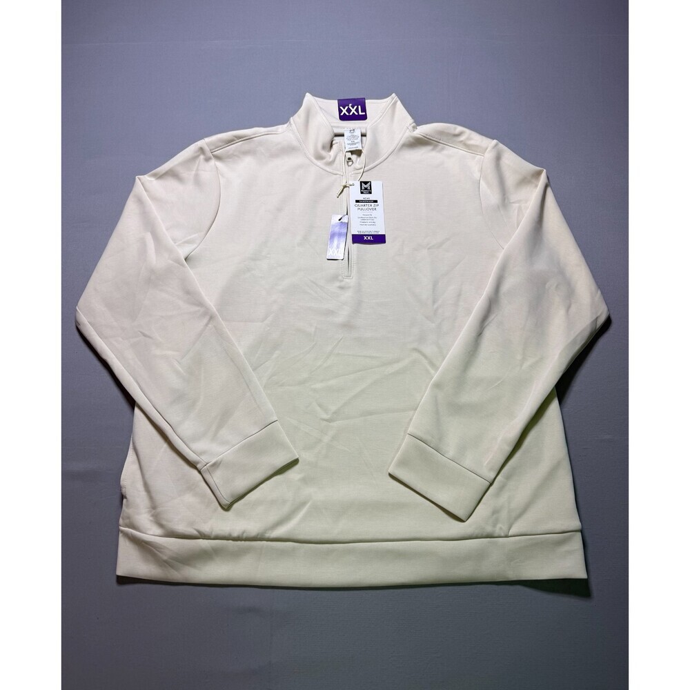 NWT Member's Mark Quarter Zip Pullover Sweatshirt Men's 2XL Beige Long Sleeve